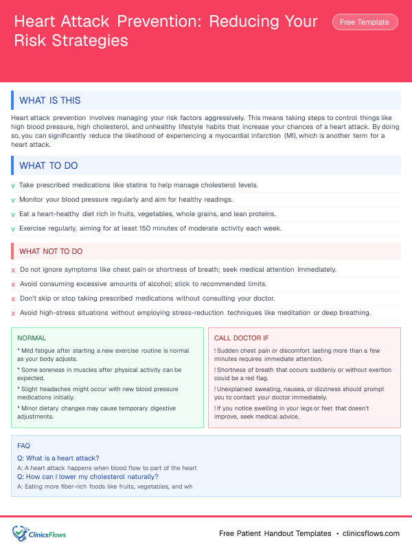 Heart Attack Prevention: Reducing Your Risk Strategies - patient handout preview