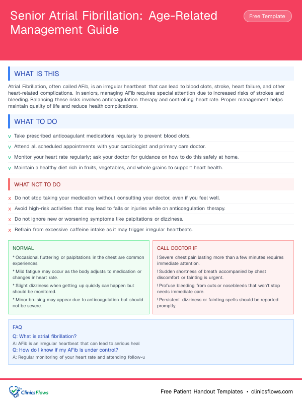 Senior Atrial Fibrillation: Age-Related Management Guide - patient handout preview
