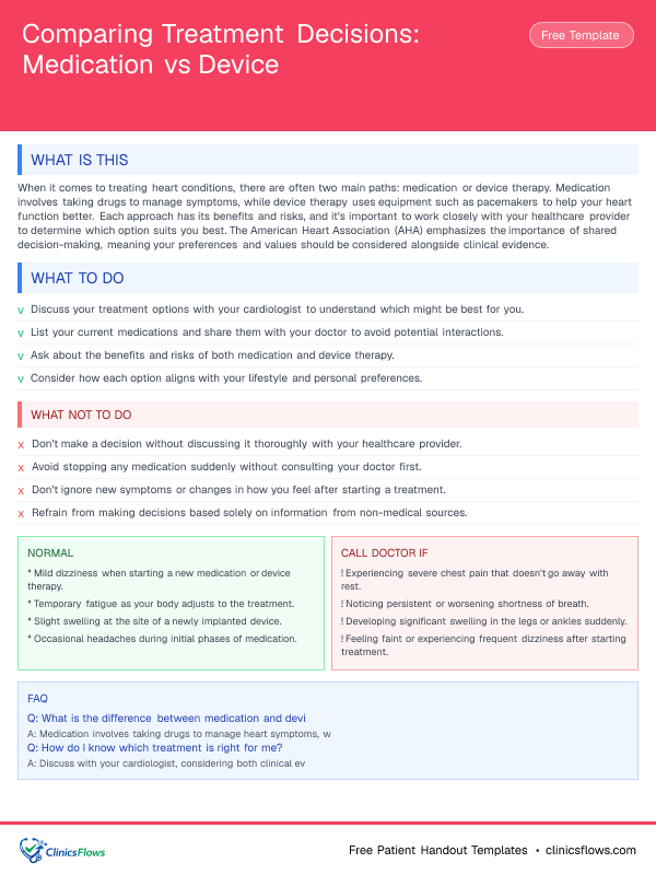 Comparing Treatment Decisions: Medication vs Device - patient handout preview