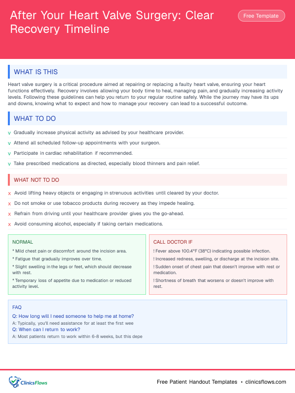 After Your Heart Valve Surgery: Clear Recovery Timeline - patient handout preview