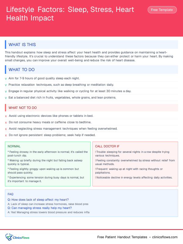 Lifestyle Factors: Sleep, Stress, Heart Health Impact - patient handout preview