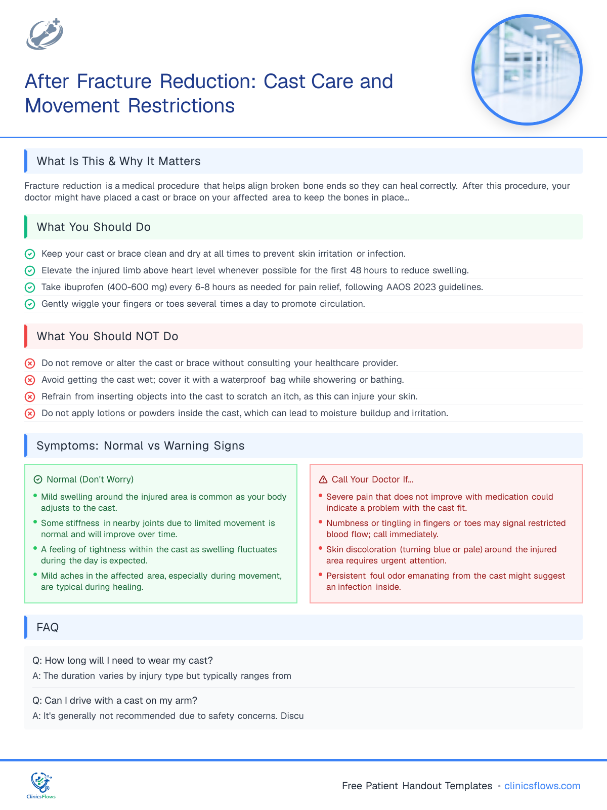 After Fracture Reduction: Cast Care and Movement Restrictions - patient handout preview