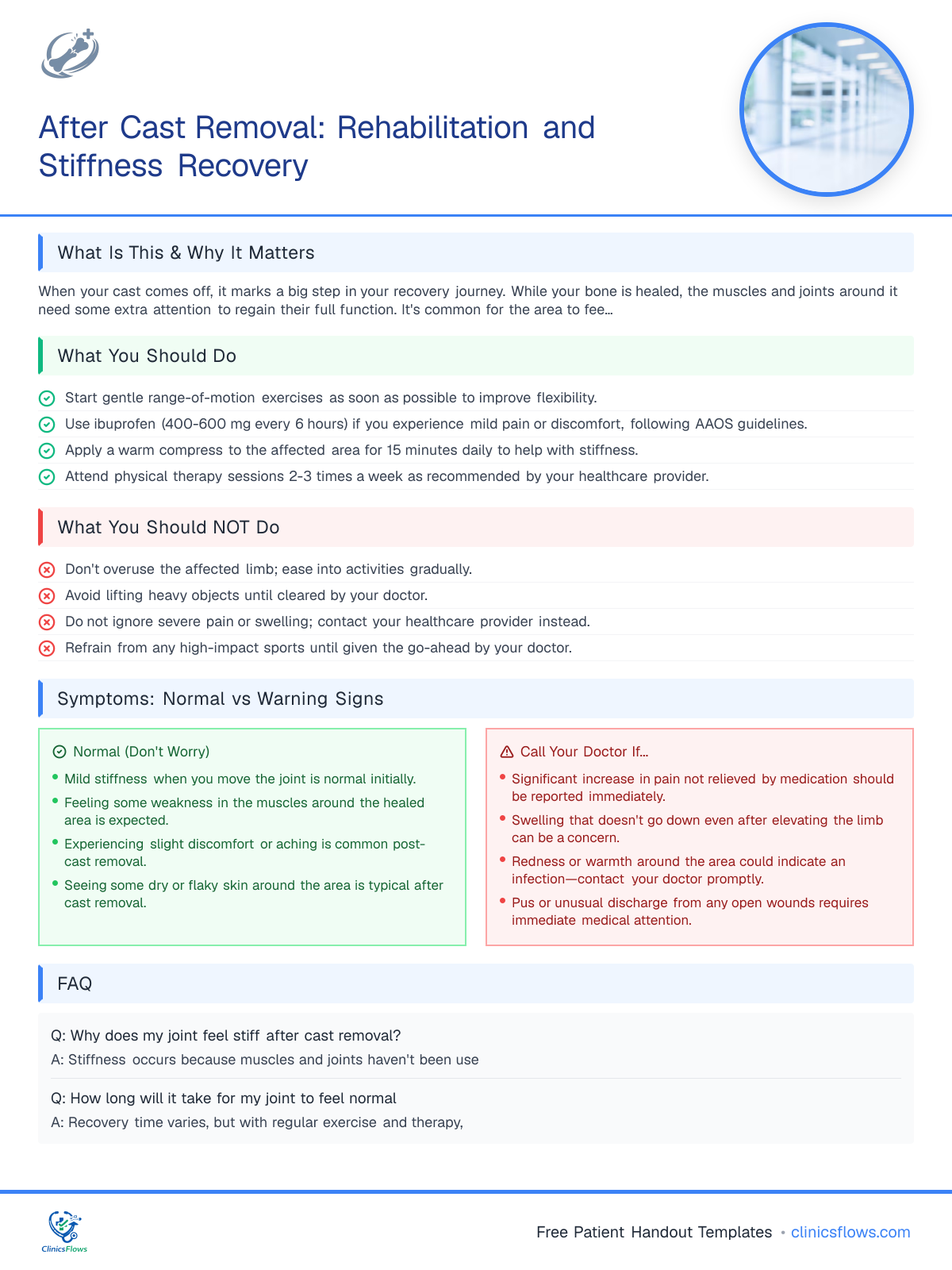 After Cast Removal: Rehabilitation and Stiffness Recovery - patient handout preview