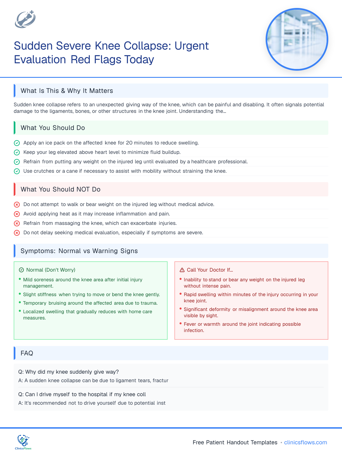 Sudden Severe Knee Collapse: Urgent Evaluation Red Flags Today - patient handout preview
