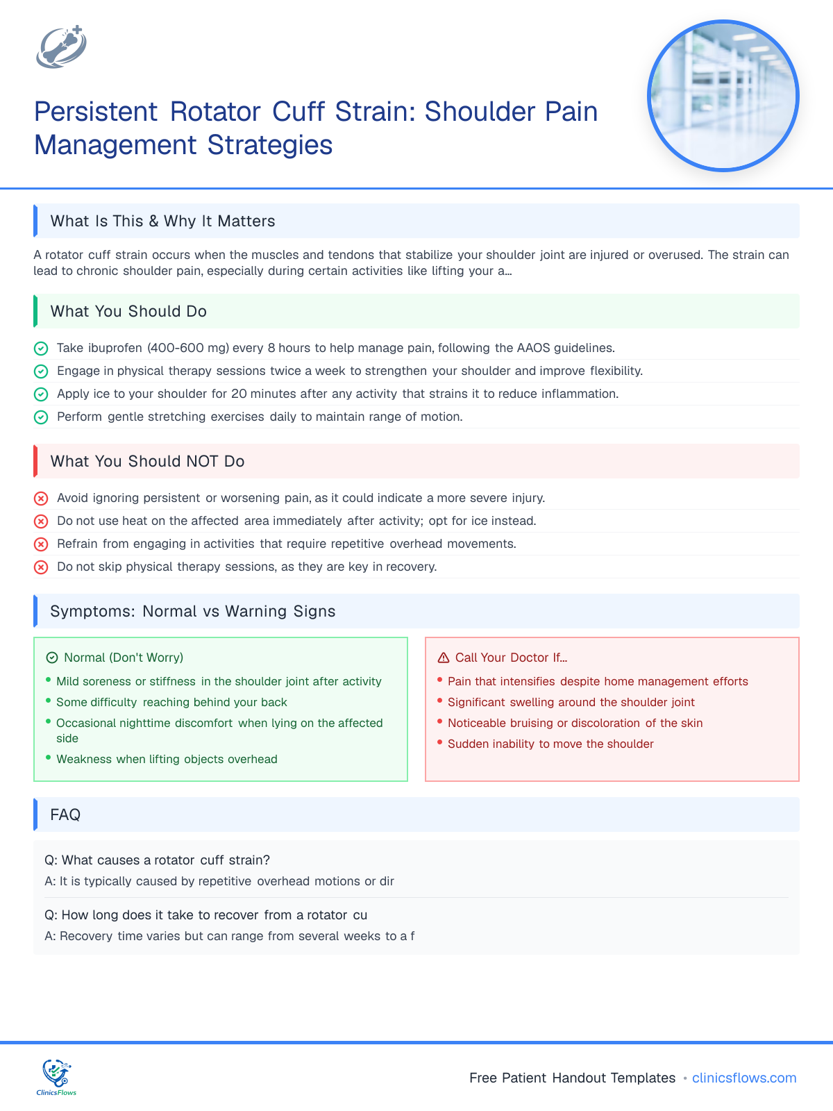 Persistent Rotator Cuff Strain: Shoulder Pain Management Strategies - patient handout preview