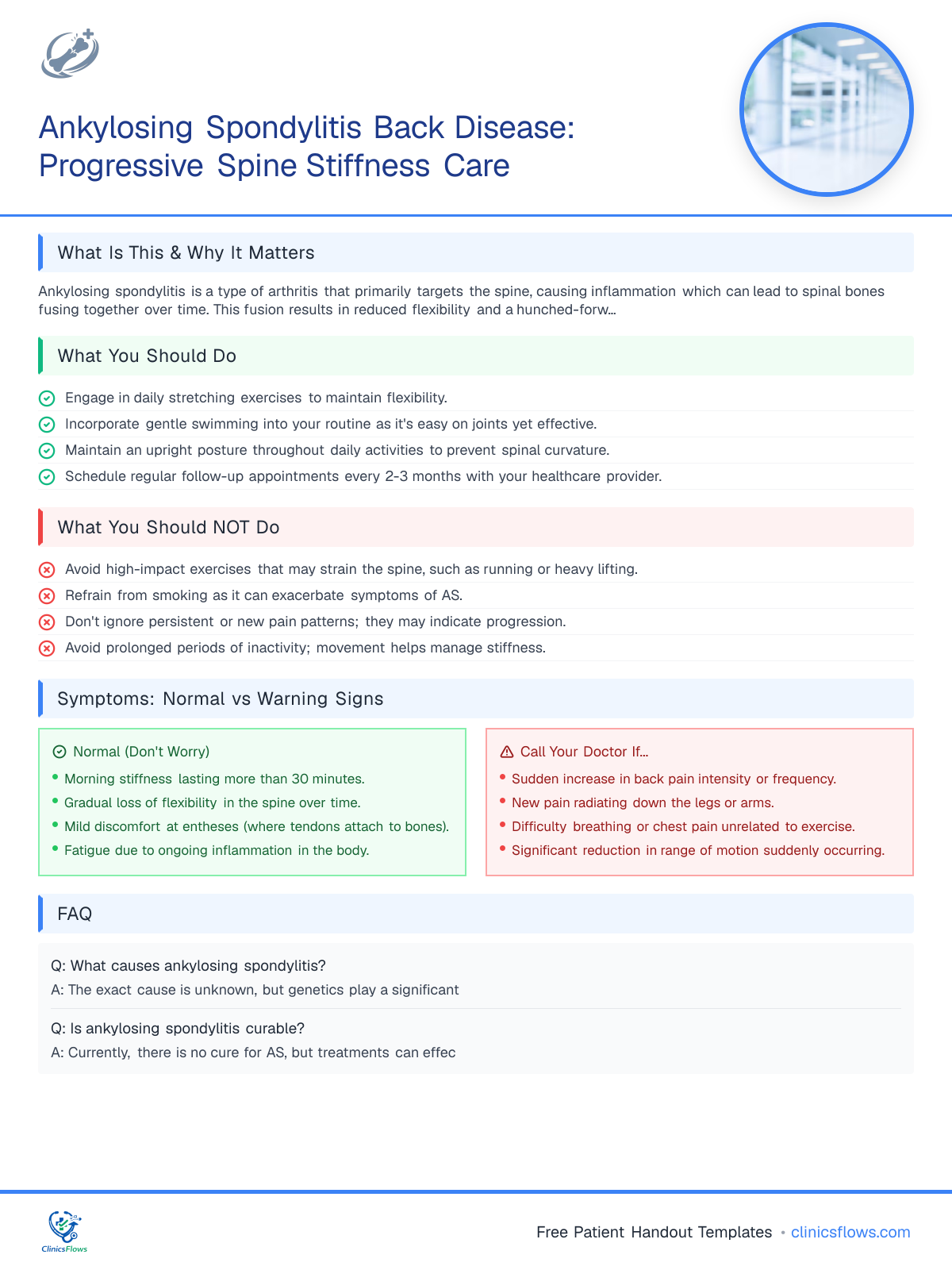 Ankylosing Spondylitis Back Disease: Progressive Spine Stiffness Care - patient handout preview