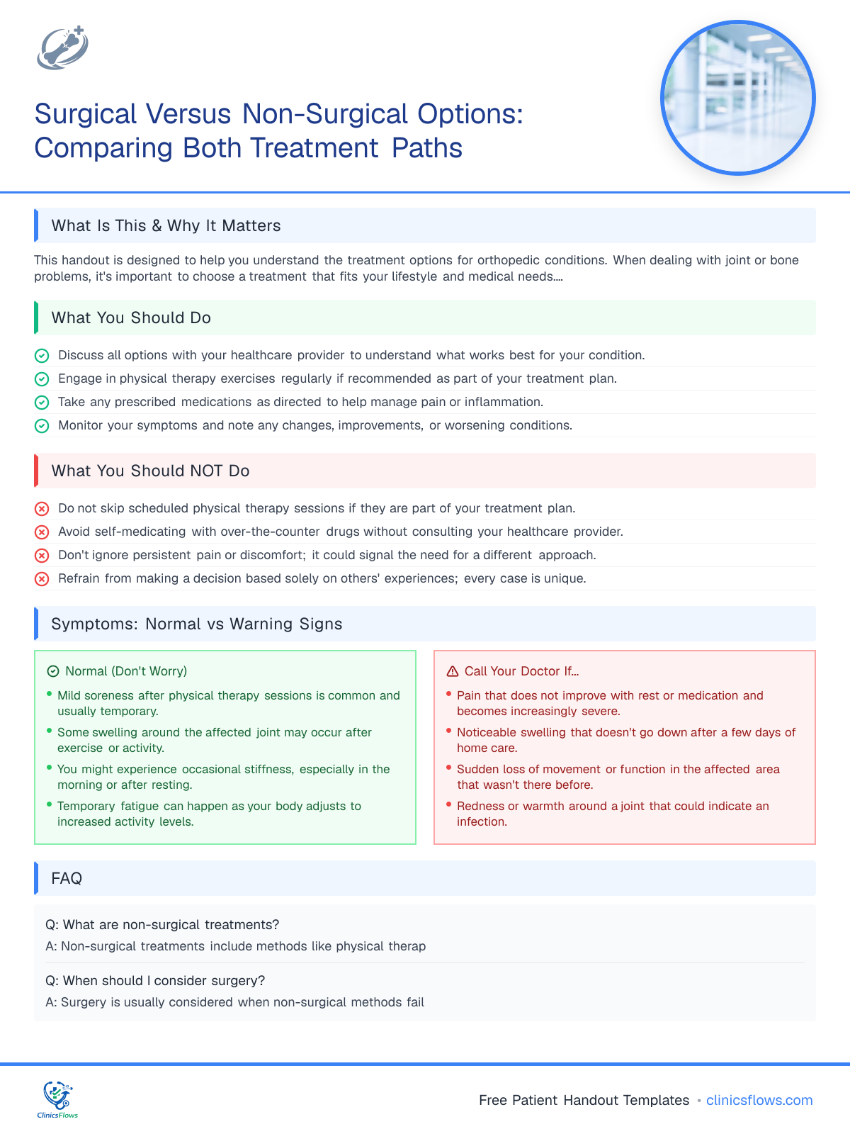 Surgical Versus Non-Surgical Options: Comparing Both Treatment Paths - patient handout preview