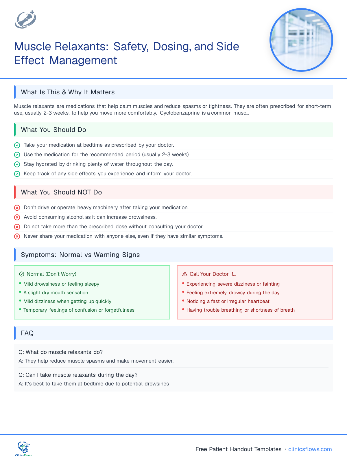 Muscle Relaxants: Safety, Dosing, and Side Effect Management - patient handout preview
