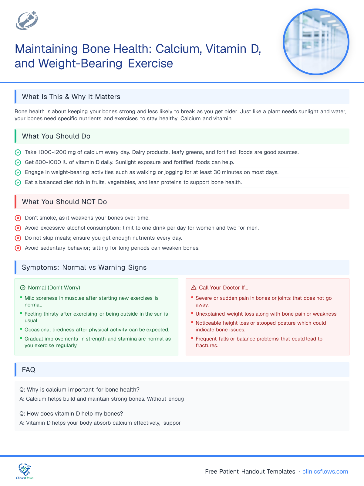 Maintaining Bone Health: Calcium, Vitamin D, and Weight-Bearing Exercise - patient handout preview