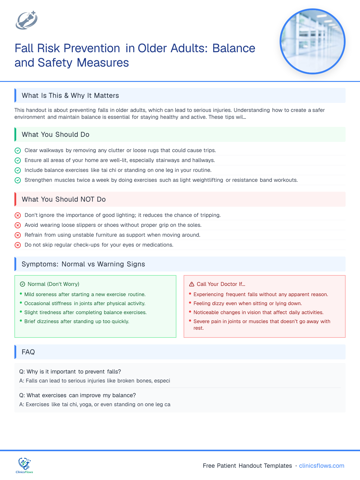 Fall Risk Prevention in Older Adults: Balance and Safety Measures - patient handout preview