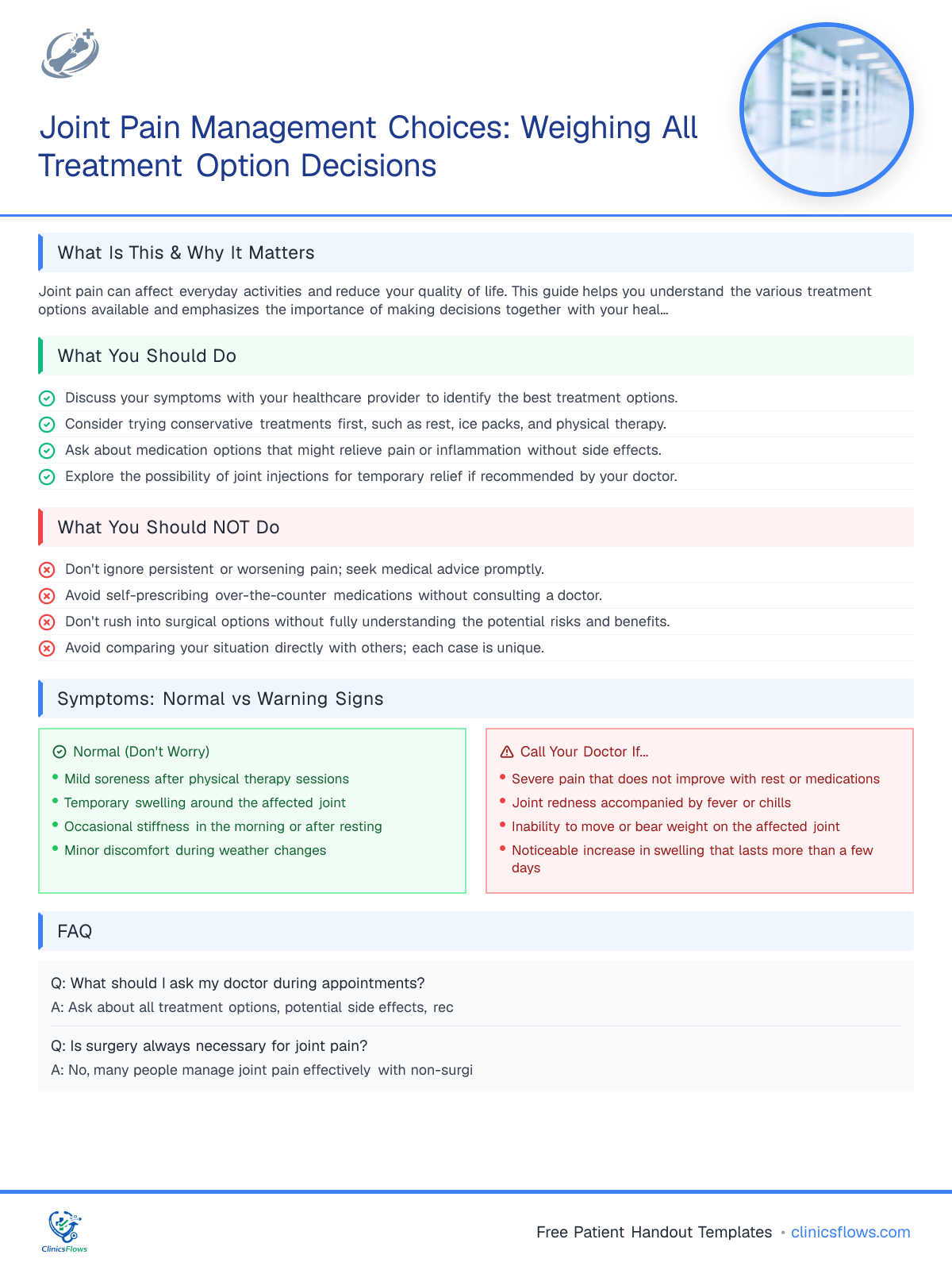 Joint Pain Management Choices: Weighing All Treatment Option Decisions - patient handout preview