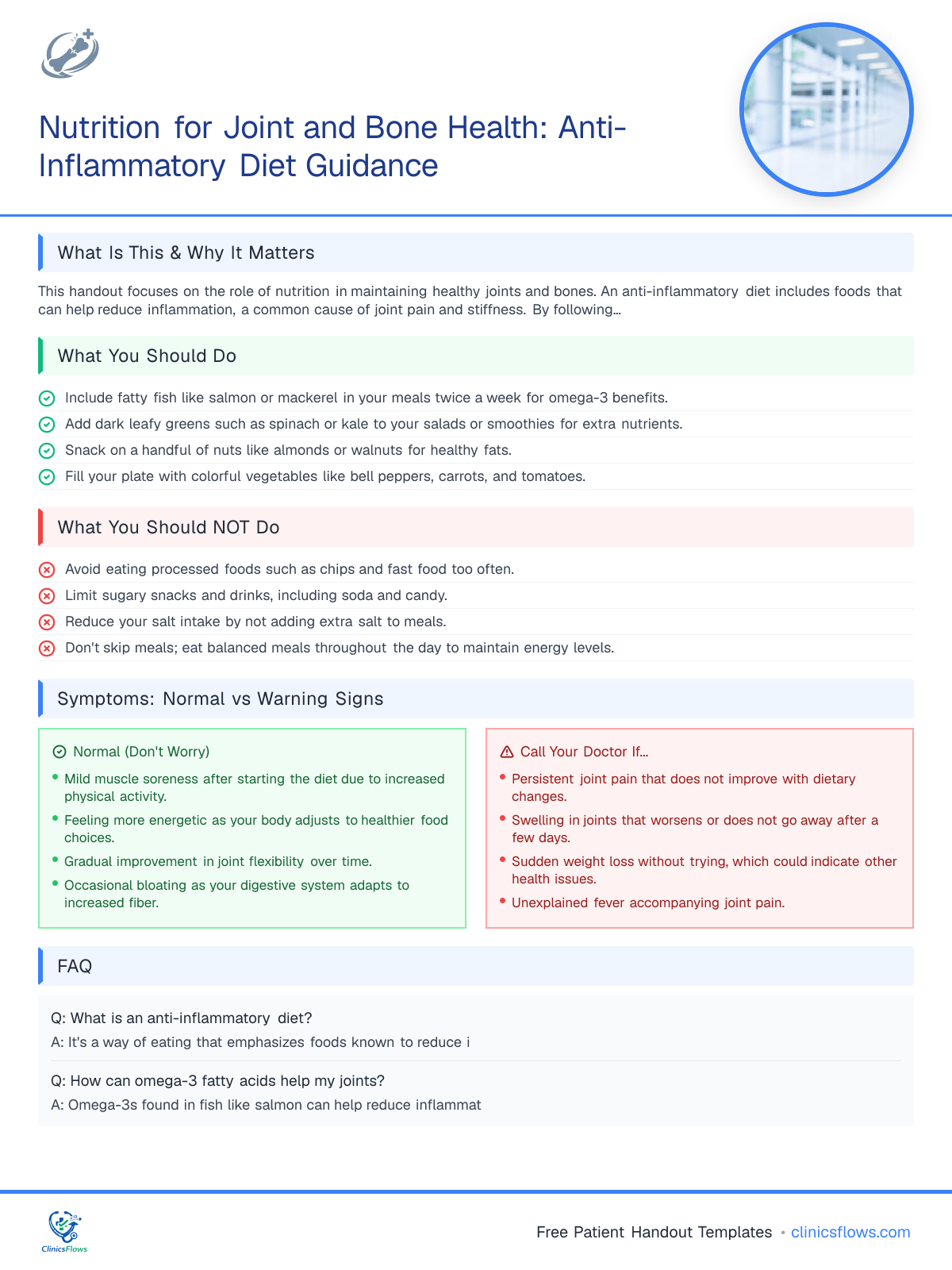 Nutrition for Joint and Bone Health: Anti-Inflammatory Diet Guidance - patient handout preview