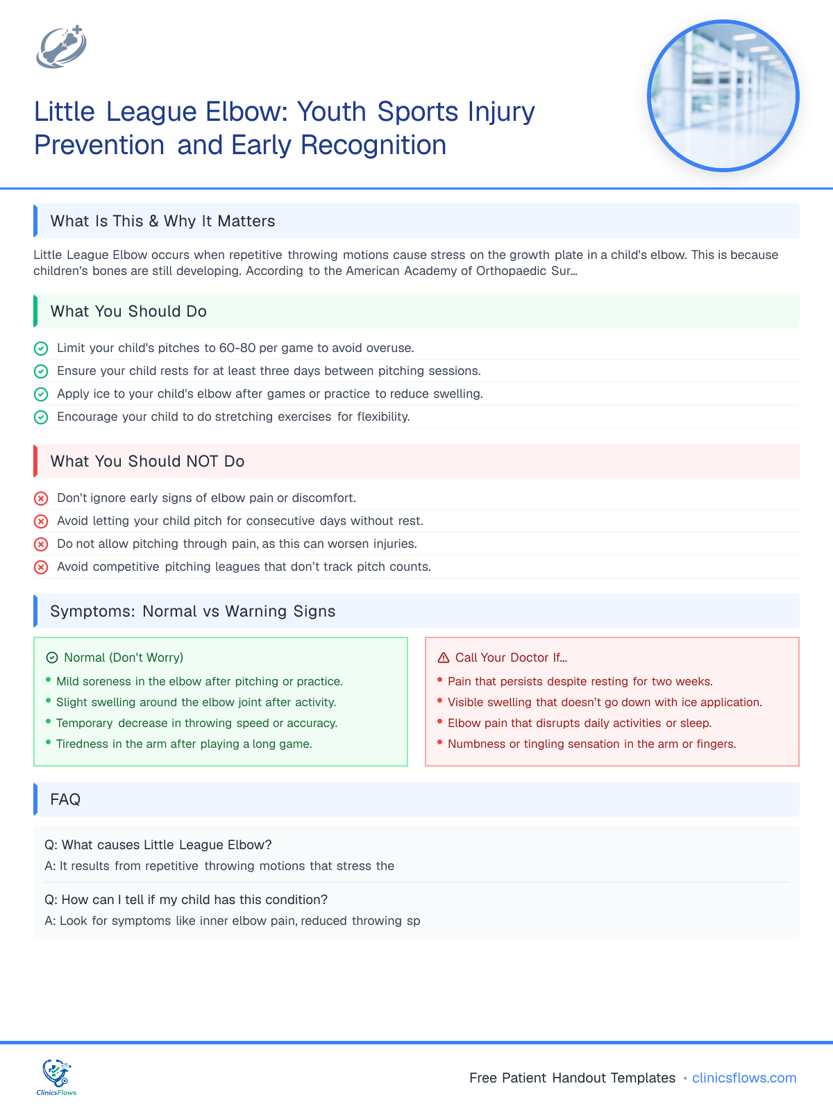 Little League Elbow: Youth Sports Injury Prevention and Early Recognition - patient handout preview