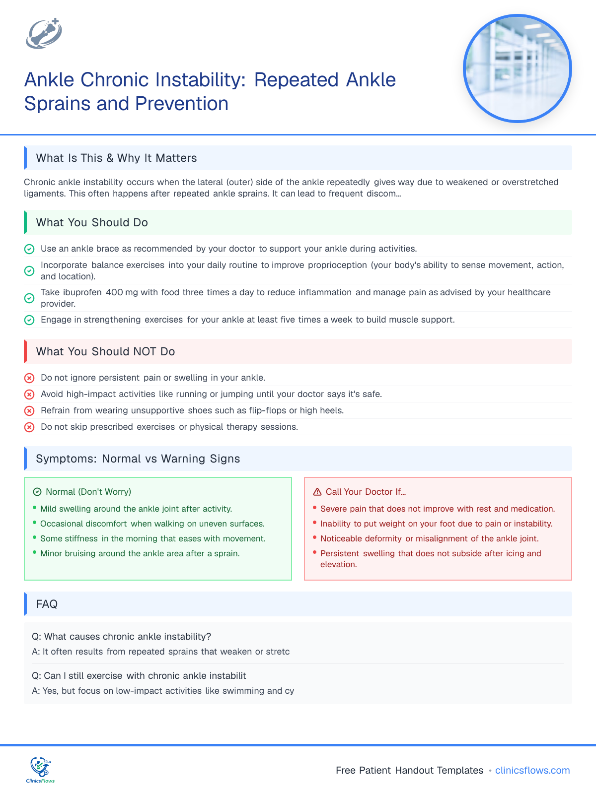 Ankle Chronic Instability: Repeated Ankle Sprains and Prevention - patient handout preview