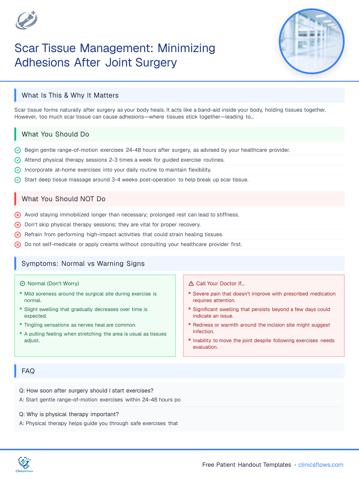 Scar Tissue Management: Minimizing Adhesions After Joint Surgery - patient handout preview
