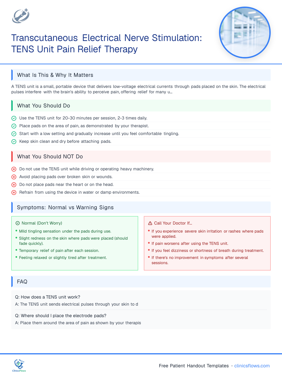 Transcutaneous Electrical Nerve Stimulation: TENS Unit Pain Relief Therapy - patient handout preview
