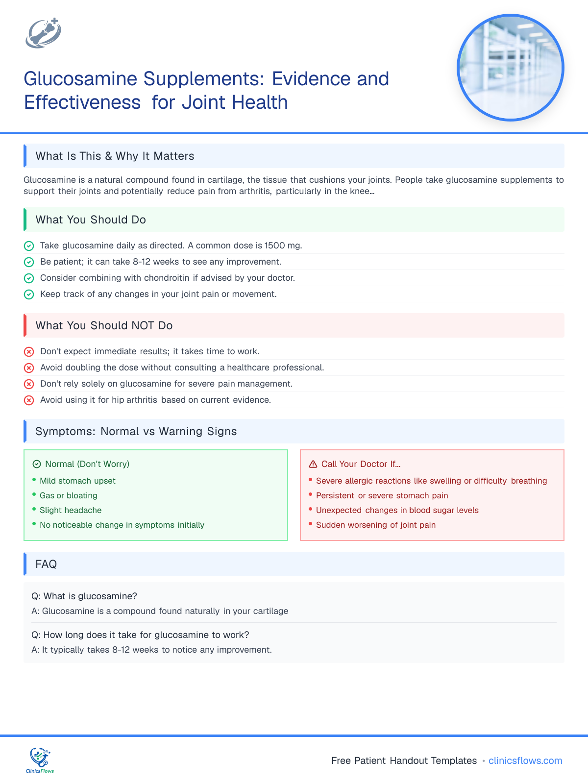 Glucosamine Supplements: Evidence and Effectiveness for Joint Health - patient handout preview