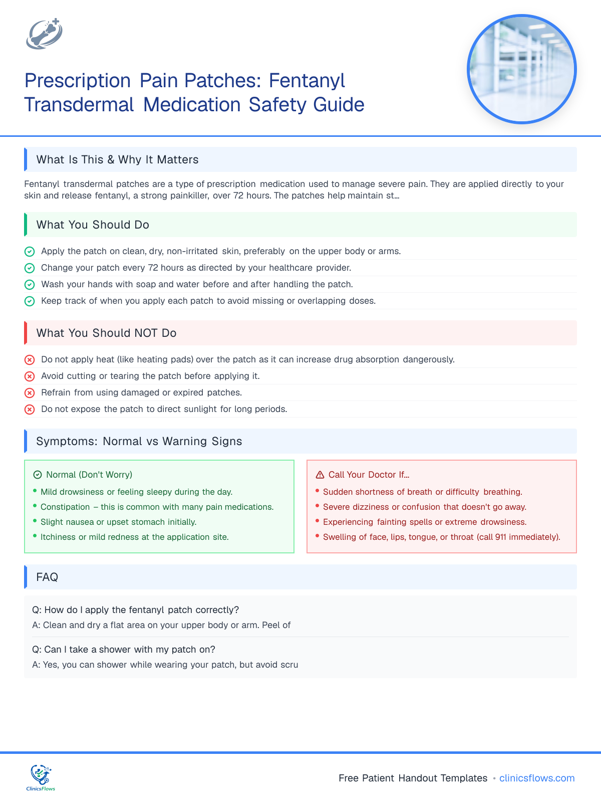 Prescription Pain Patches: Fentanyl Transdermal Medication Safety Guide - patient handout preview