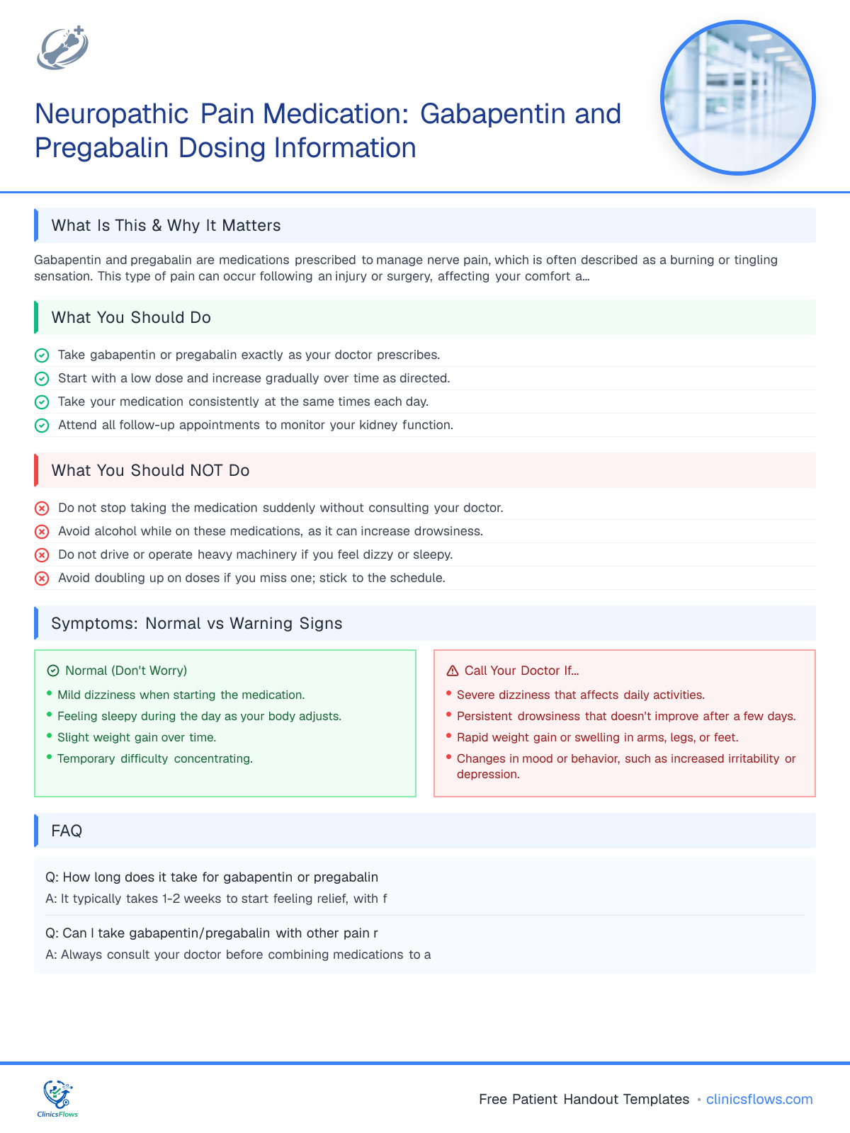 Neuropathic Pain Medication: Gabapentin and Pregabalin Dosing Information - patient handout preview