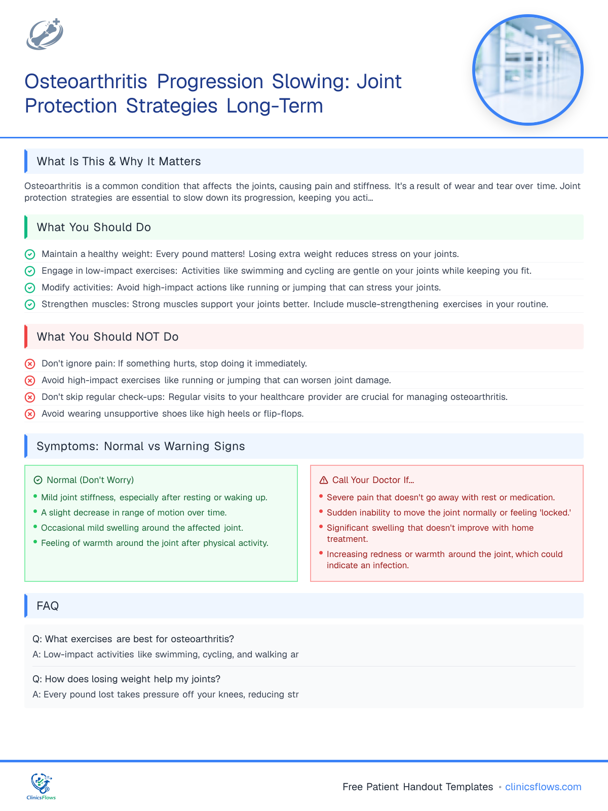 Osteoarthritis Progression Slowing: Joint Protection Strategies Long-Term - patient handout preview