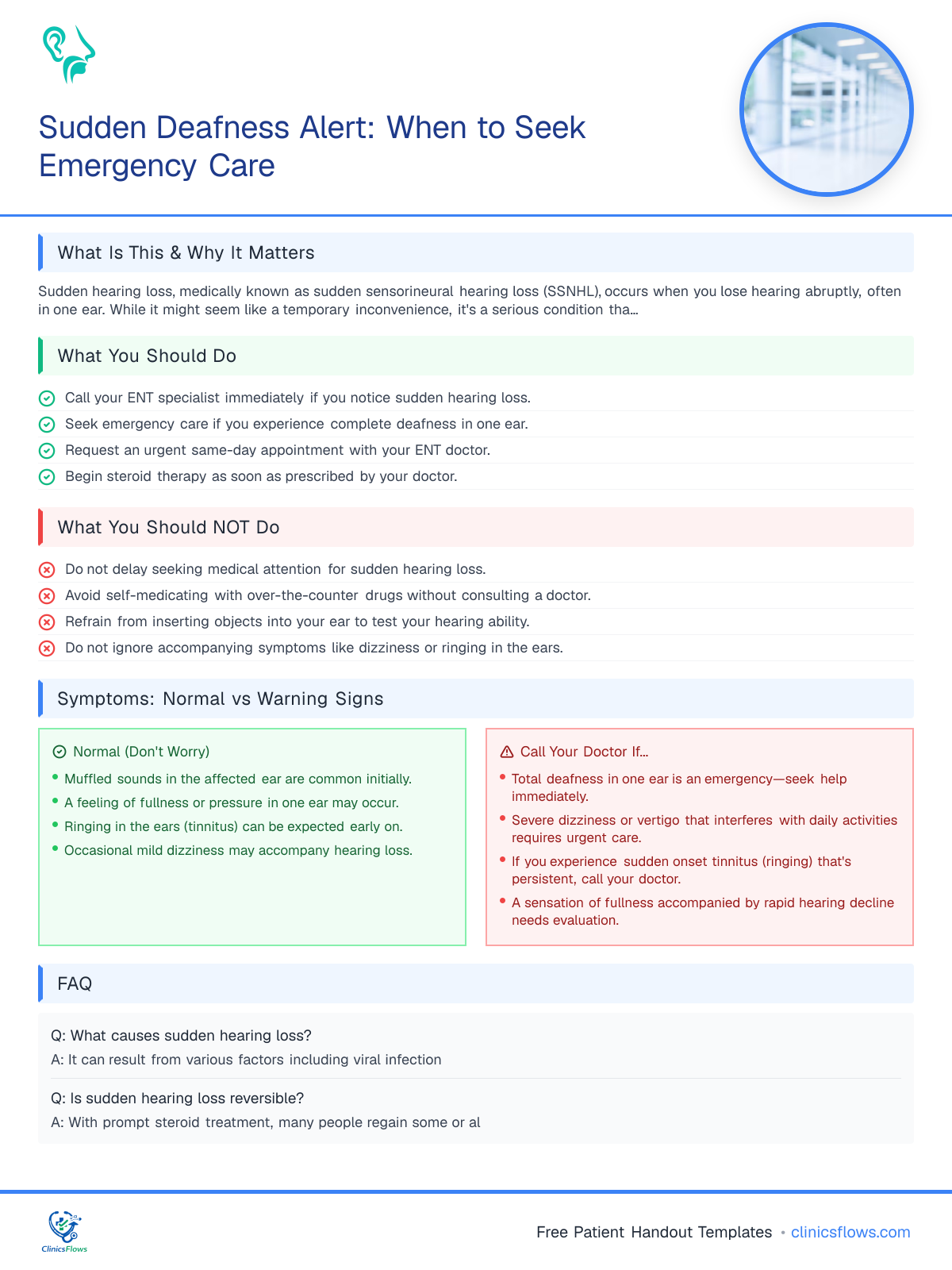 Sudden Deafness Alert: When to Seek Emergency Care - patient handout preview