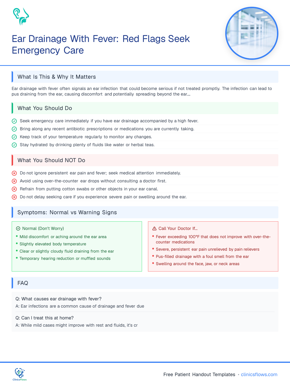 Ear Drainage With Fever: Red Flags Seek Emergency Care - patient handout preview