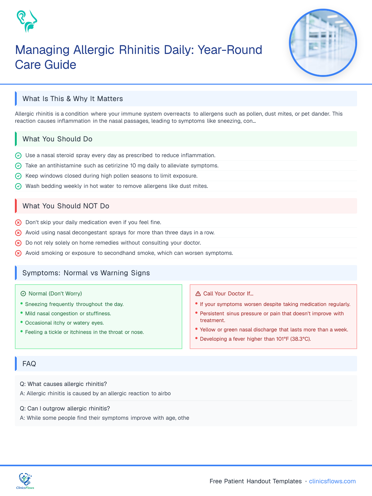 Managing Allergic Rhinitis Daily: Year-Round Care Guide - patient handout preview