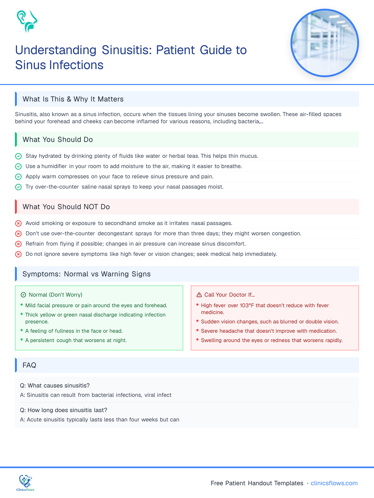 Understanding Sinusitis: Patient Guide to Sinus Infections - patient handout preview
