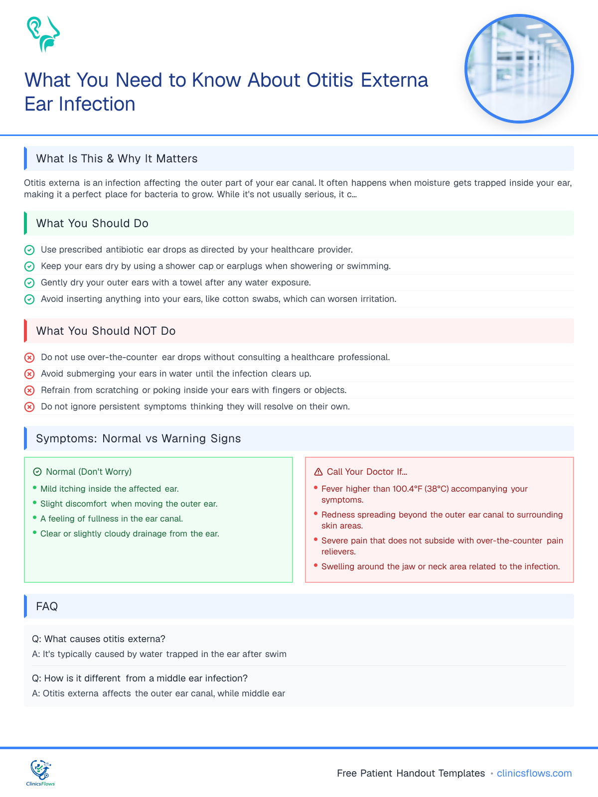 What You Need to Know About Otitis Externa Ear Infection - patient handout preview