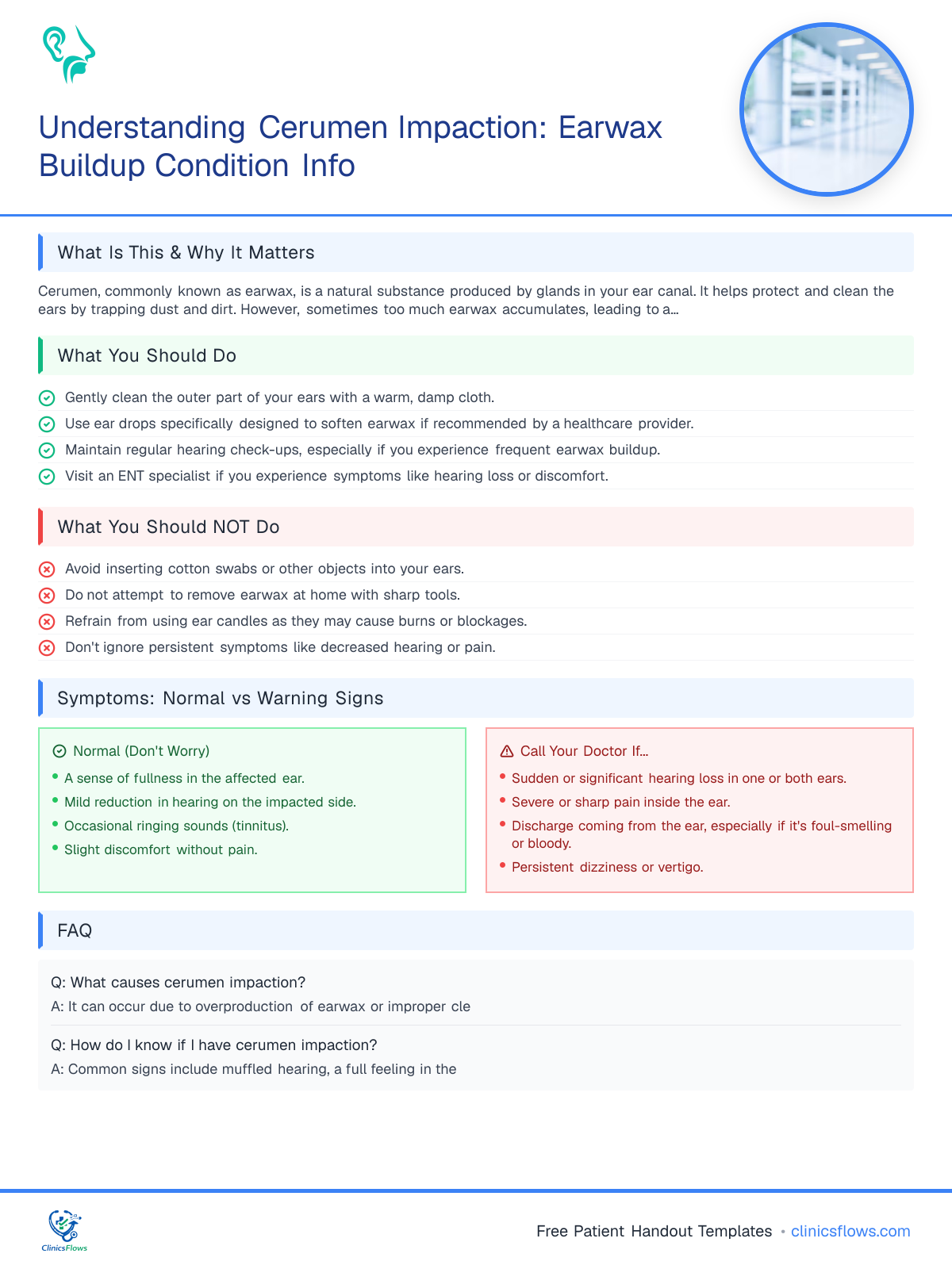 Understanding Cerumen Impaction: Earwax Buildup Condition Info - patient handout preview