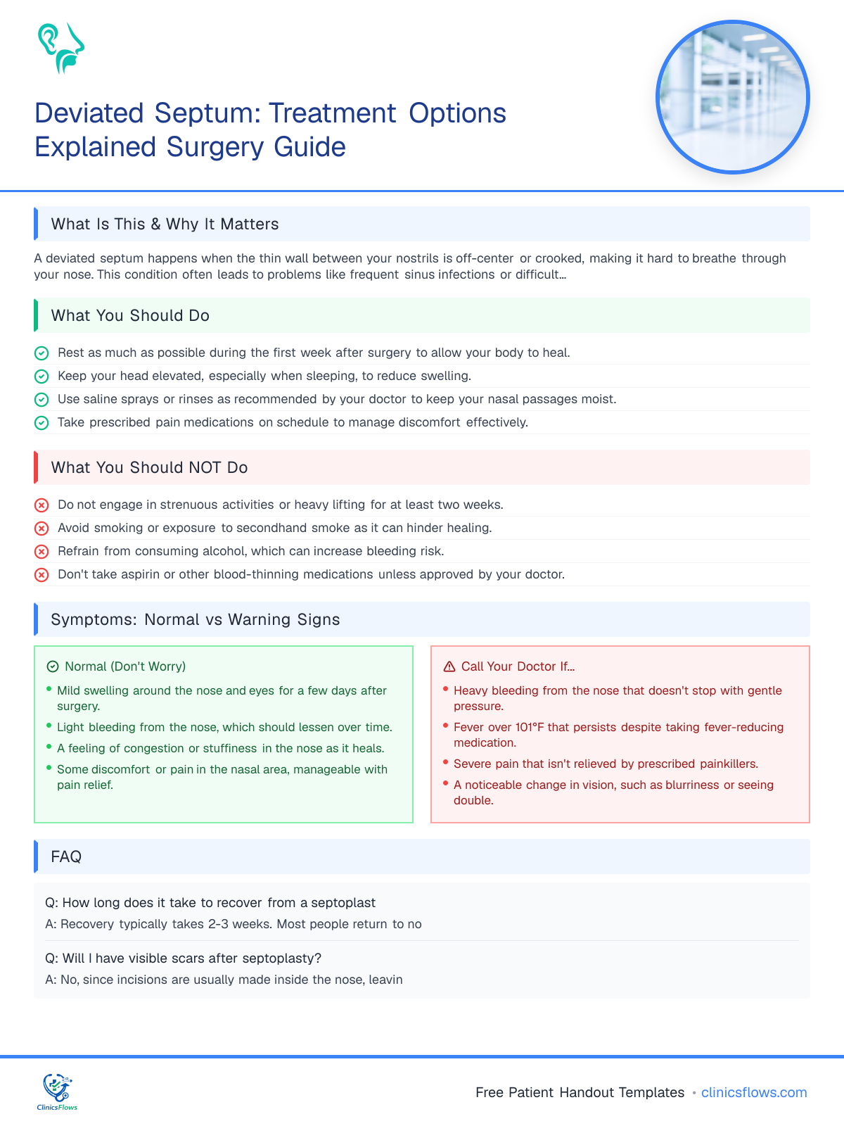 Deviated Septum: Treatment Options Explained Surgery Guide - patient handout preview