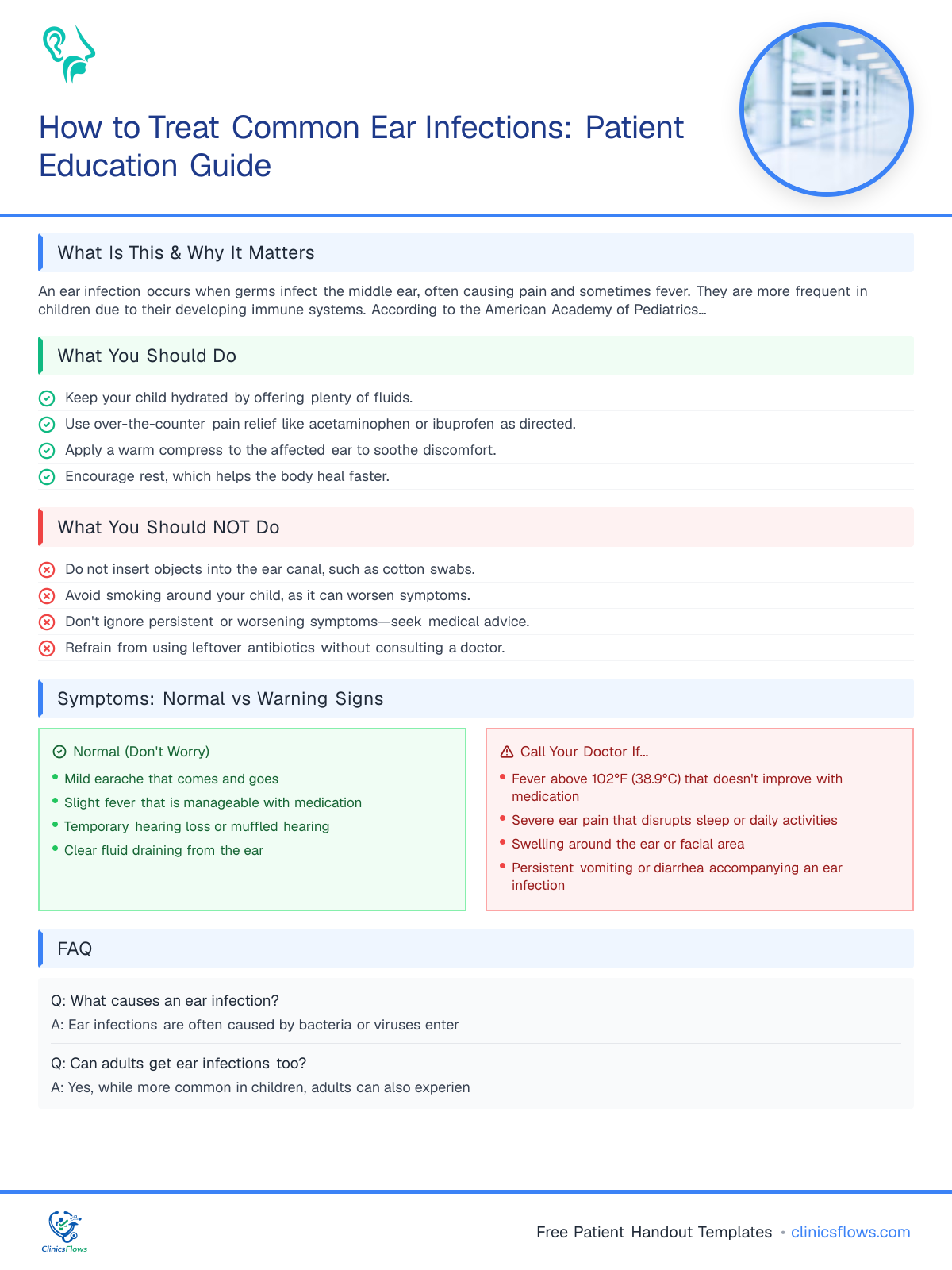 How to Treat Common Ear Infections: Patient Education Guide - patient handout preview