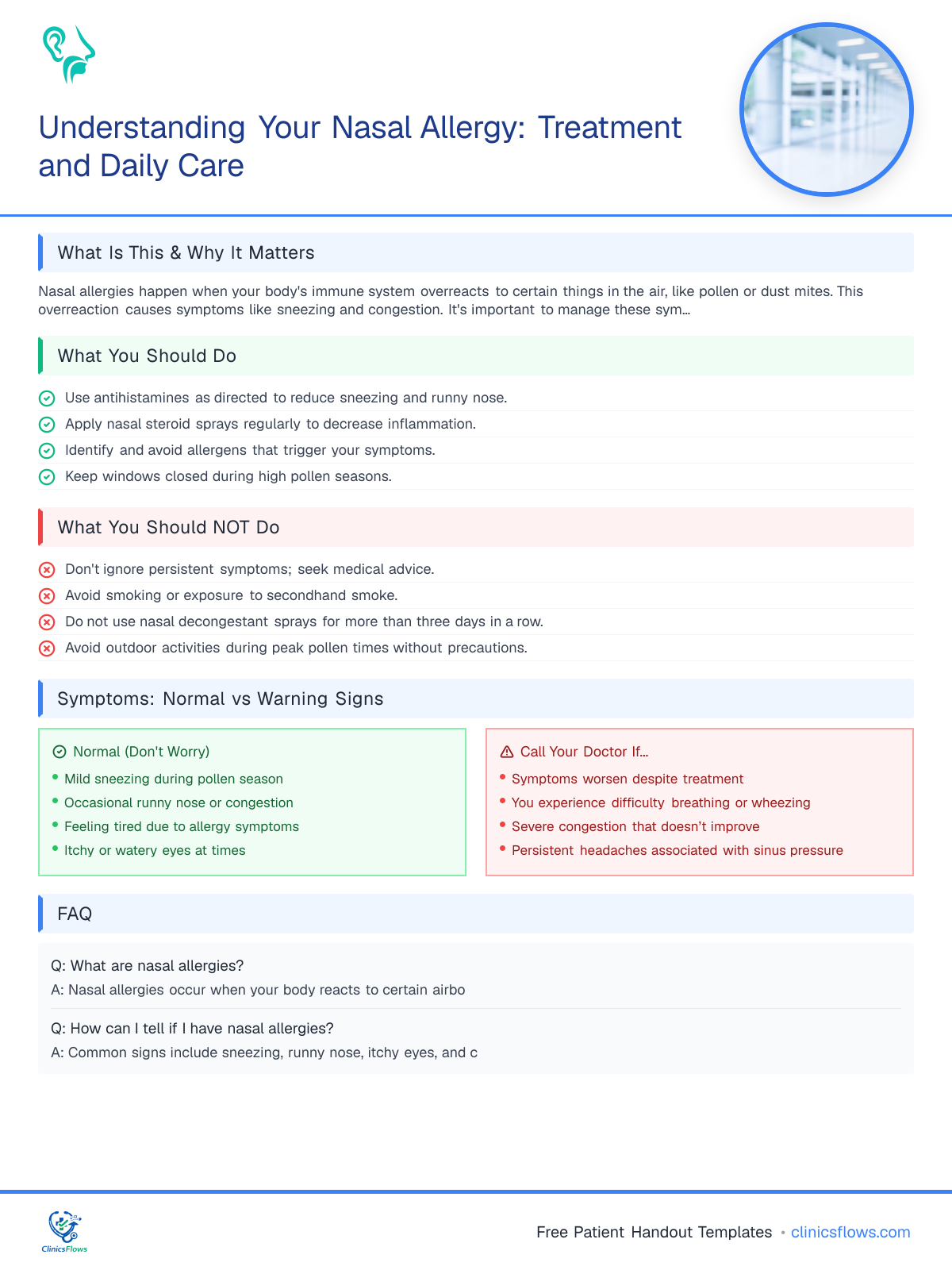 Understanding Your Nasal Allergy: Treatment and Daily Care - patient handout preview
