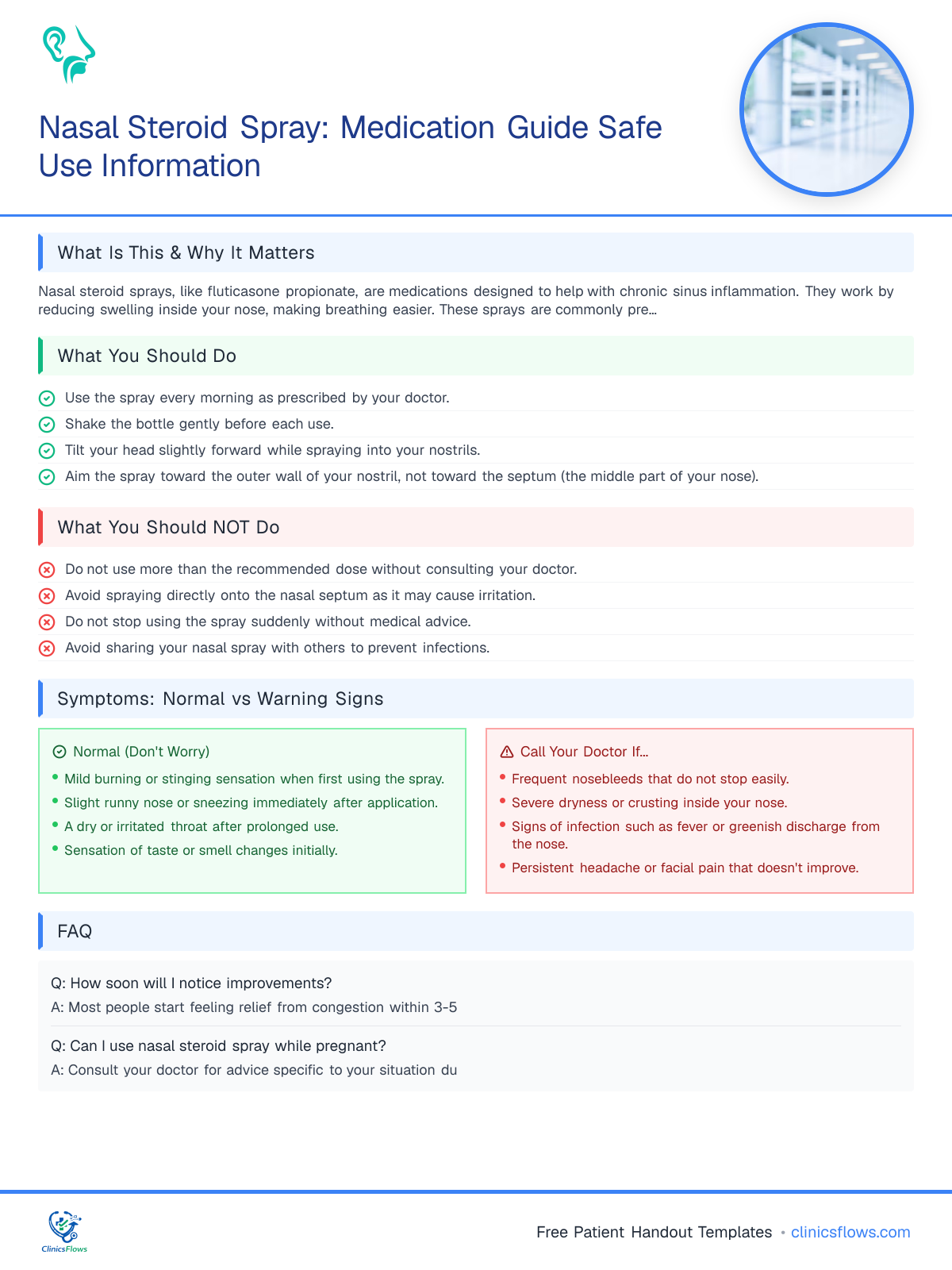 Nasal Steroid Spray: Medication Guide Safe Use Information - patient handout preview