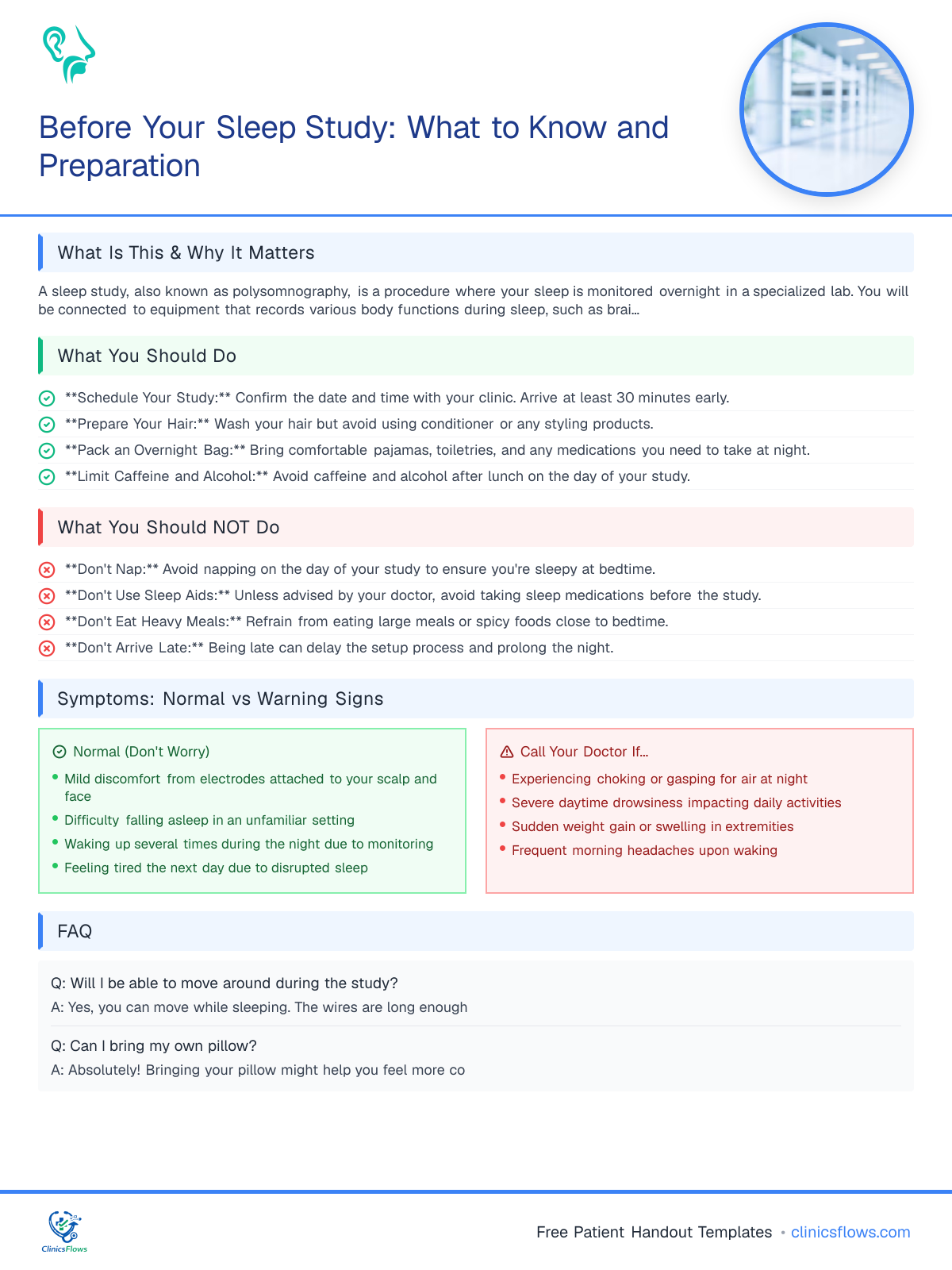 Before Your Sleep Study: What to Know and Preparation - patient handout preview