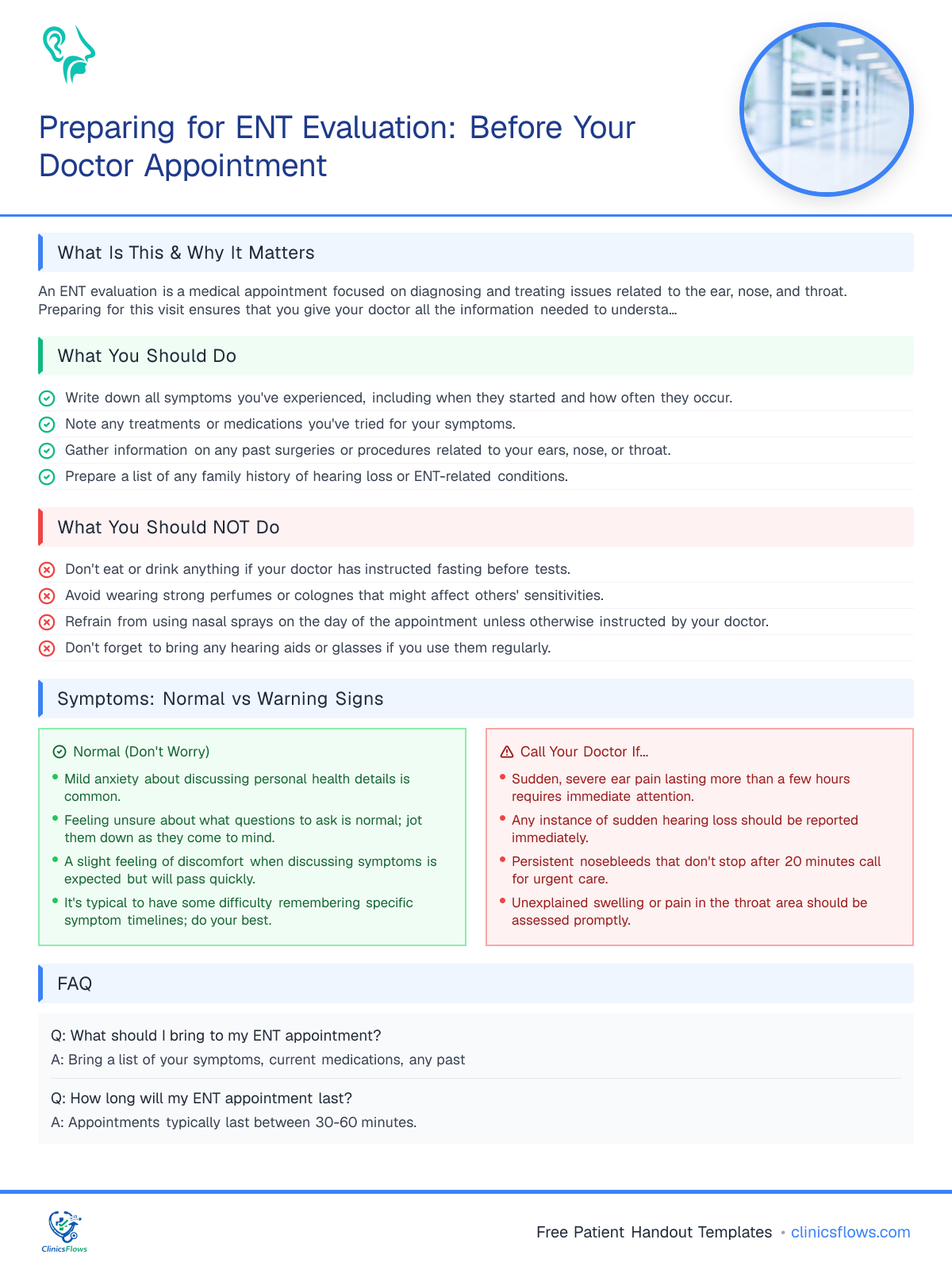 Preparing for ENT Evaluation: Before Your Doctor Appointment - patient handout preview