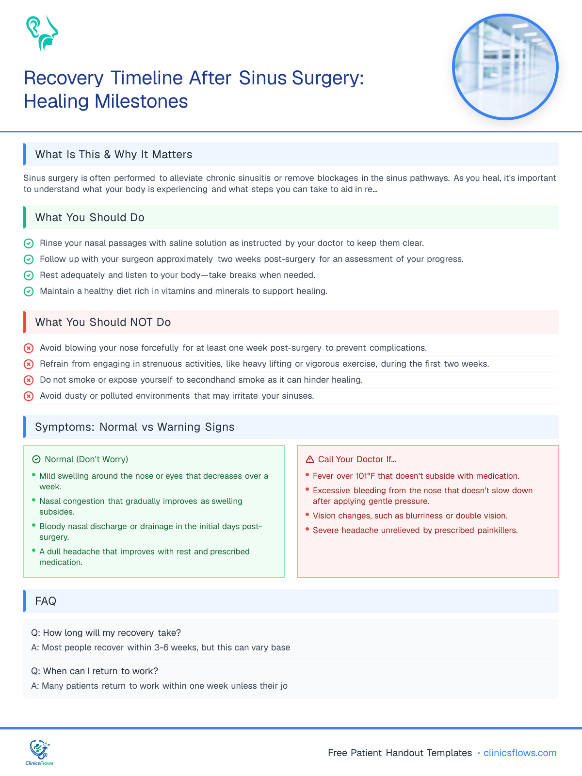 Recovery Timeline After Sinus Surgery: Healing Milestones - patient handout preview