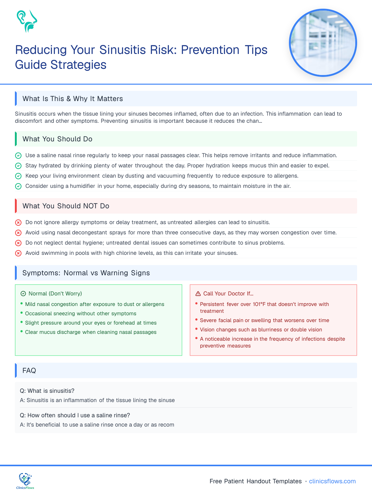 Reducing Your Sinusitis Risk: Prevention Tips Guide Strategies - patient handout preview
