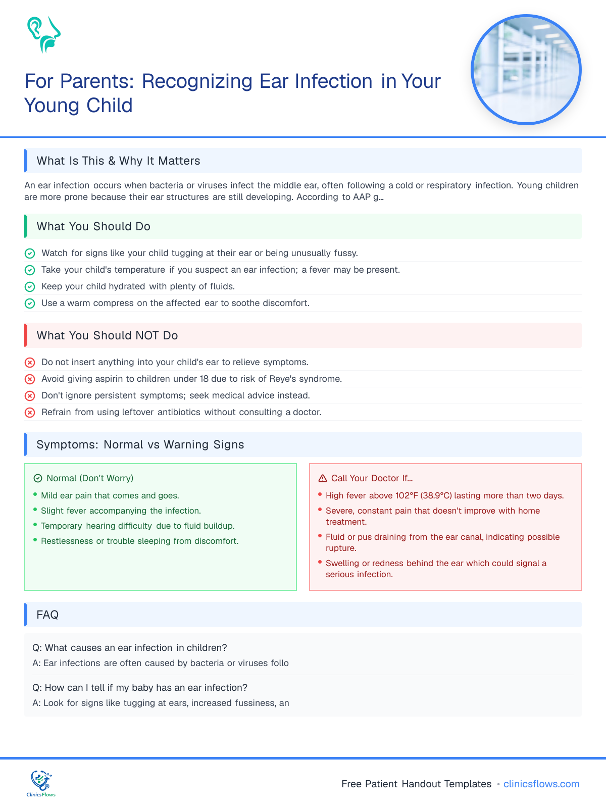 For Parents: Recognizing Ear Infection in Your Young Child - patient handout preview