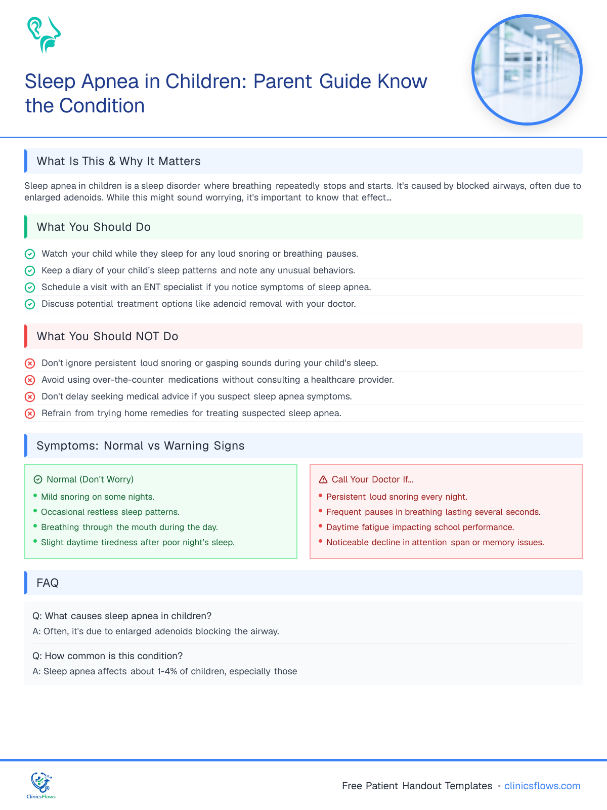 Sleep Apnea in Children: Parent Guide Know the Condition - patient handout preview