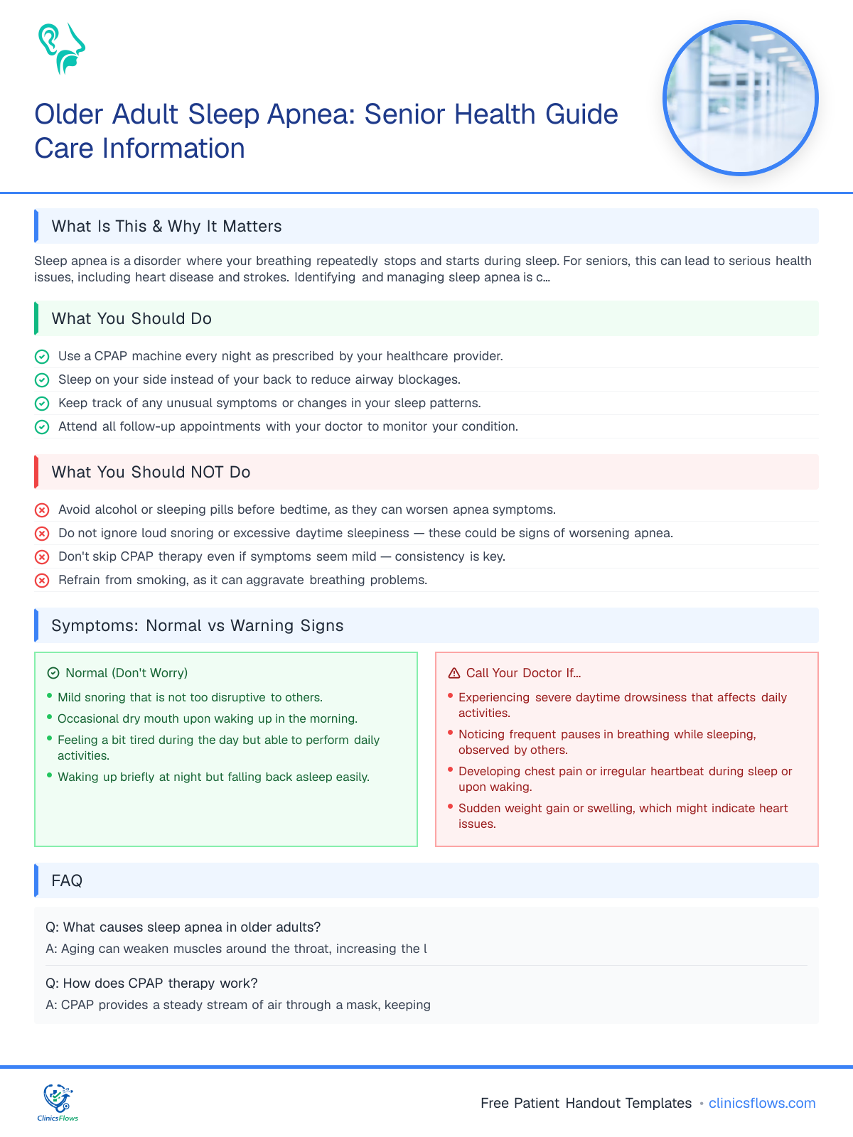 Older Adult Sleep Apnea: Senior Health Guide Care Information - patient handout preview