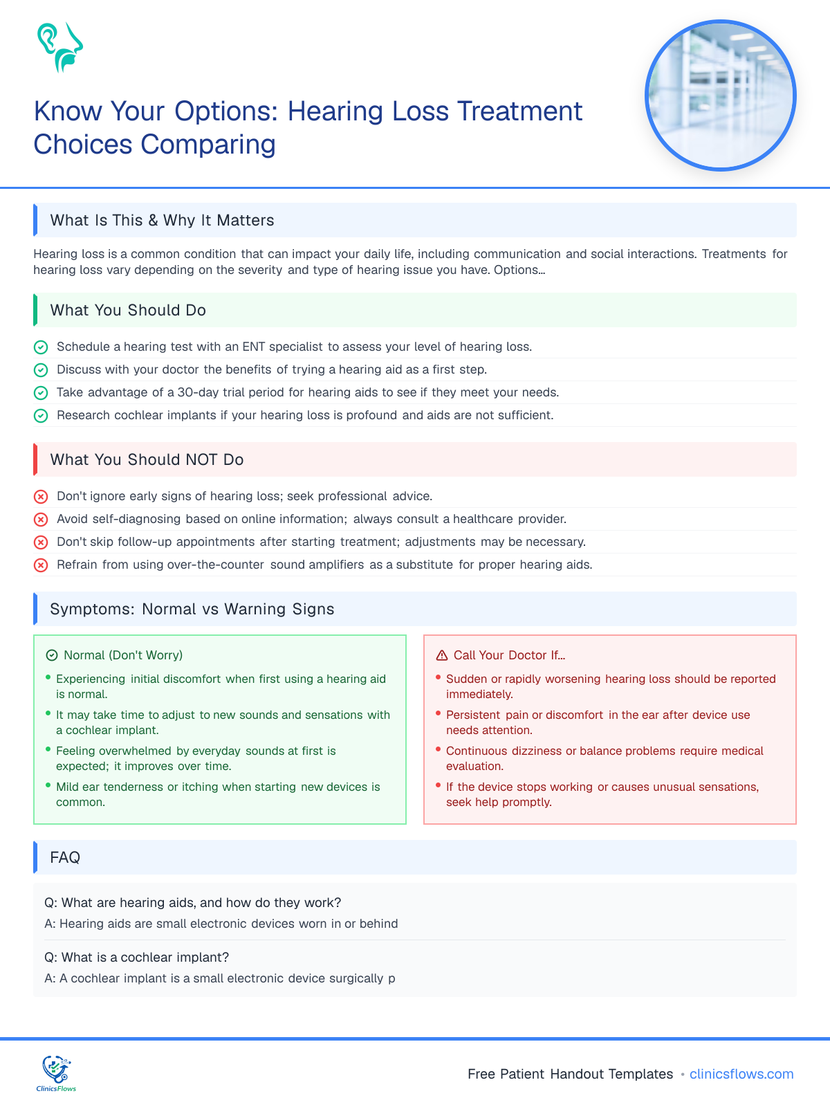 Know Your Options: Hearing Loss Treatment Choices Comparing - patient handout preview