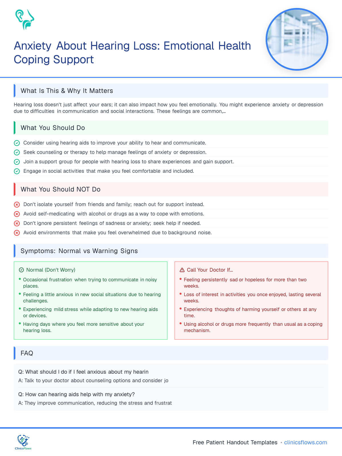 Anxiety About Hearing Loss: Emotional Health Coping Support - patient handout preview