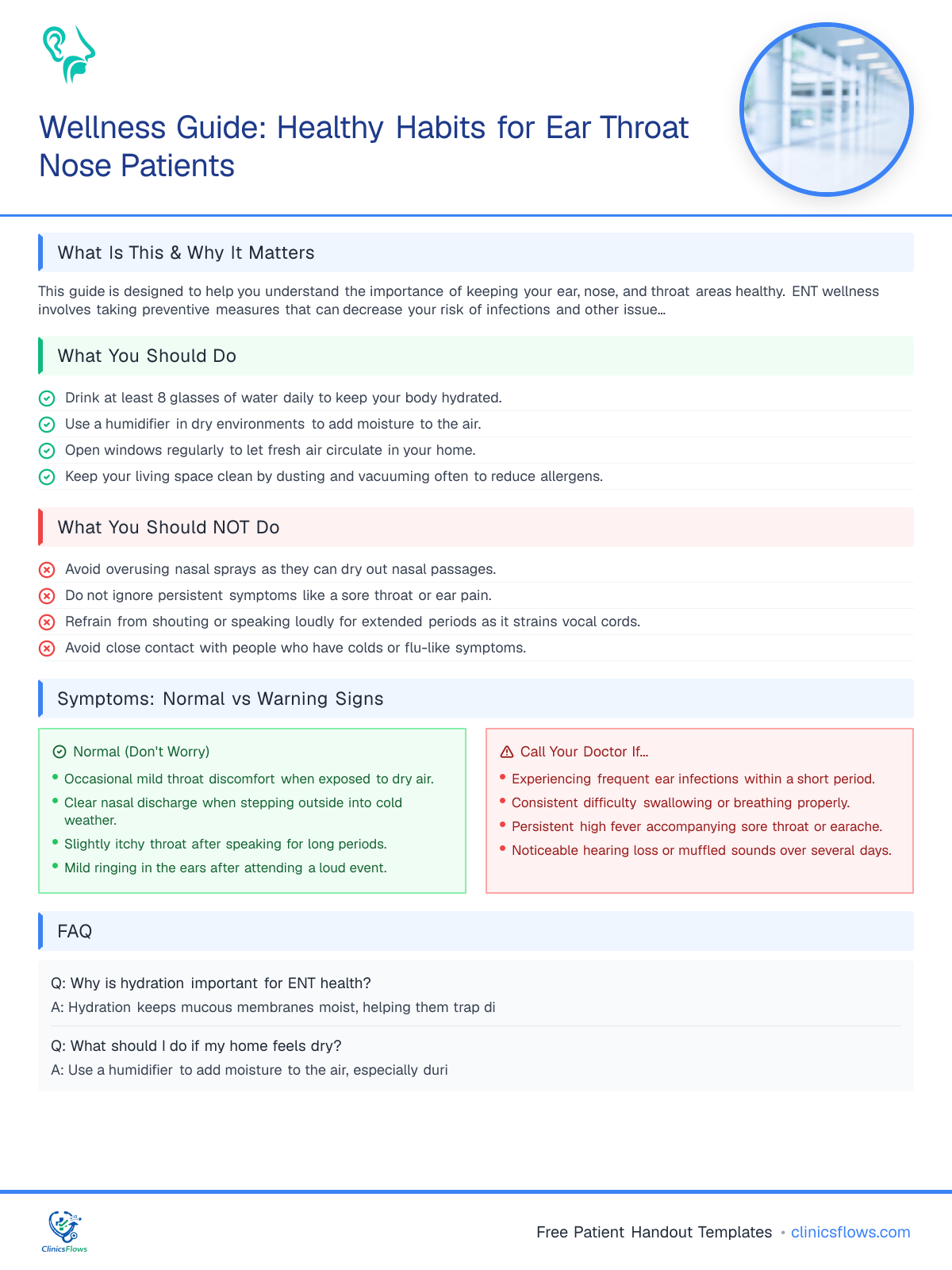 Wellness Guide: Healthy Habits for Ear Throat Nose Patients - patient handout preview