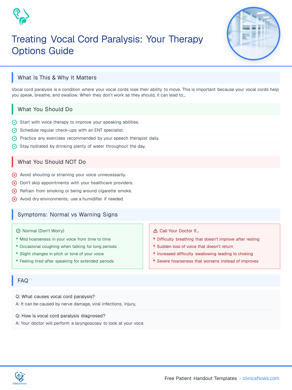 Treating Vocal Cord Paralysis: Your Therapy Options Guide - patient handout preview