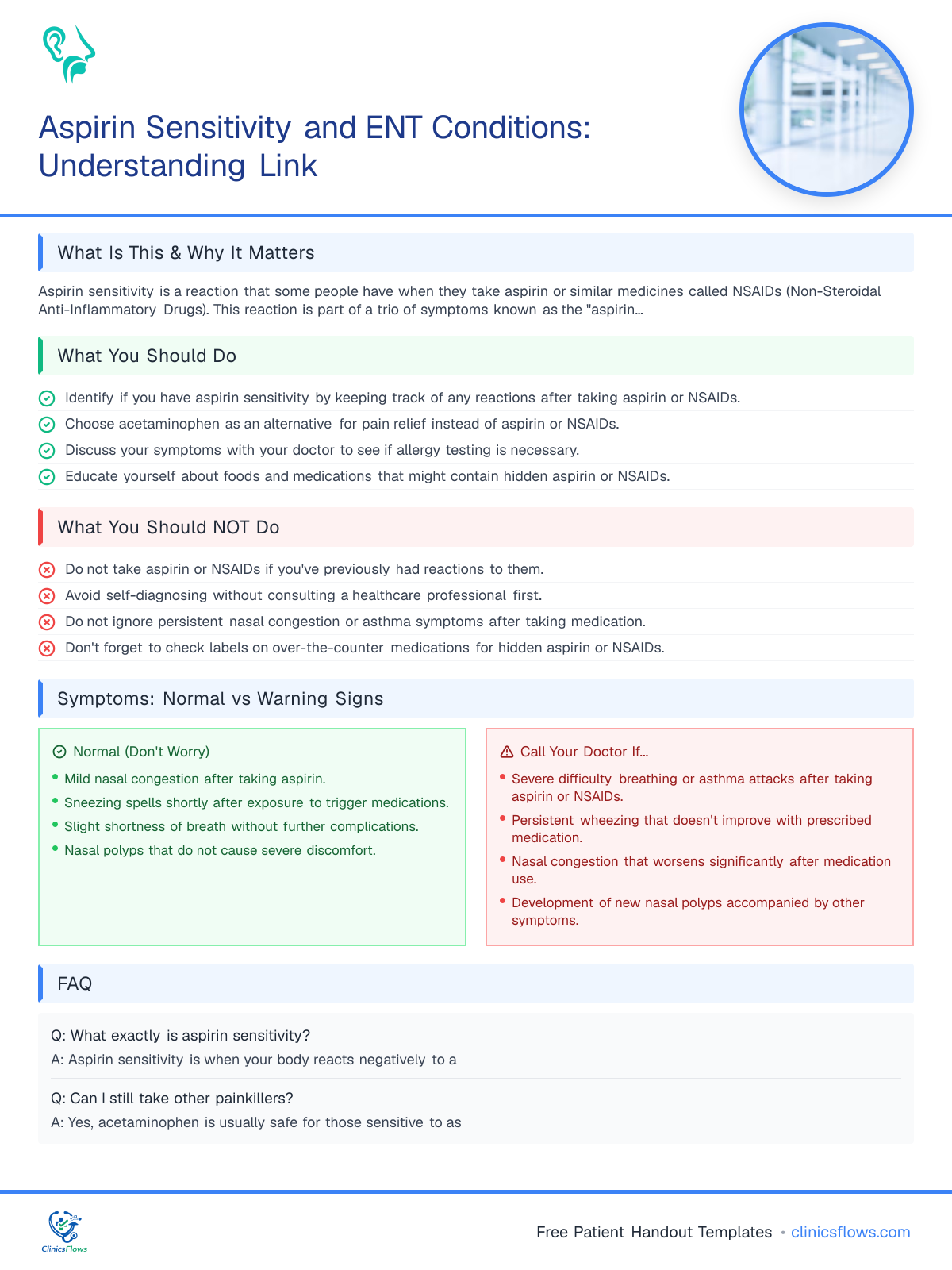 Aspirin Sensitivity and ENT Conditions: Understanding Link - patient handout preview