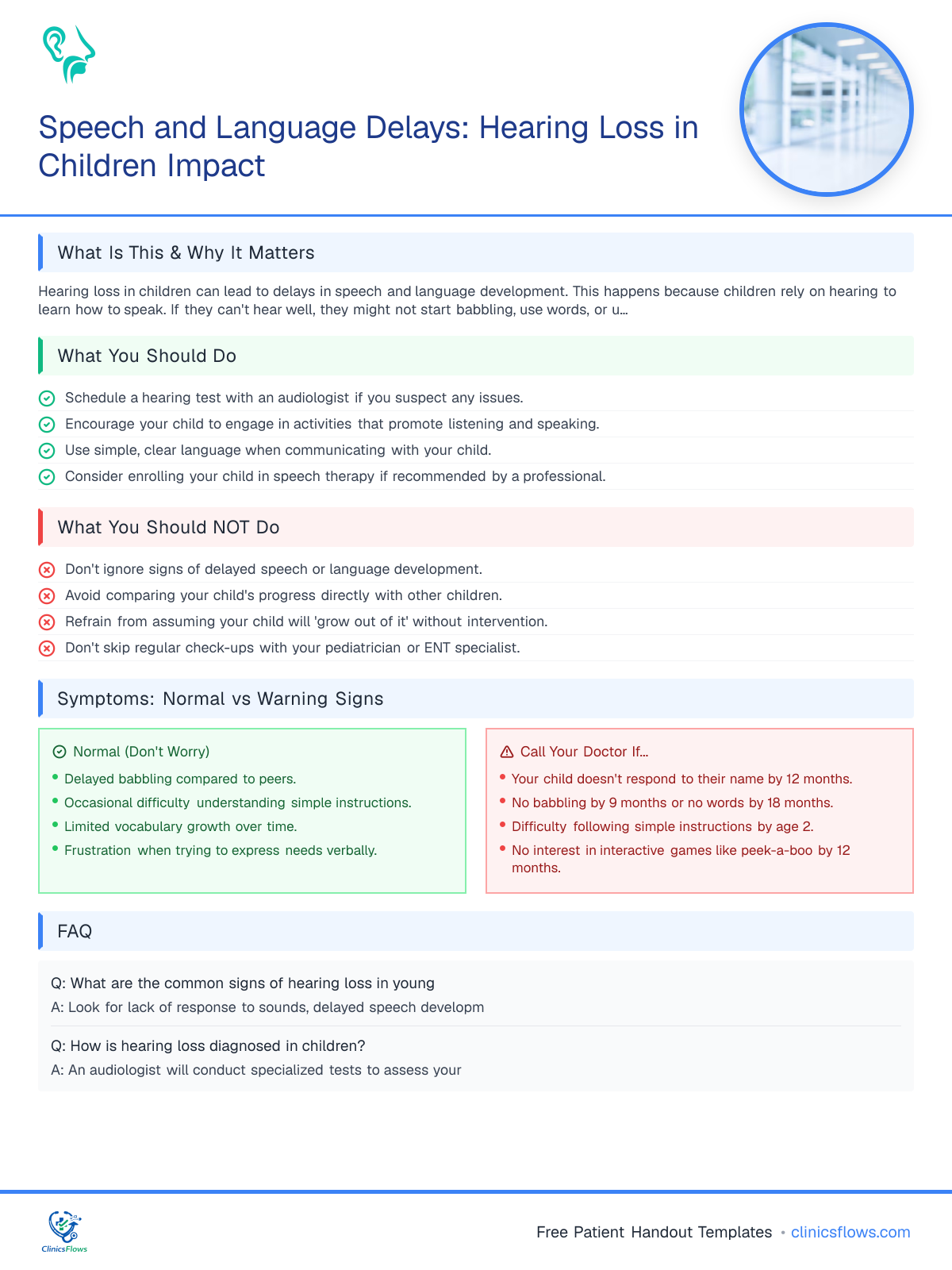 Speech and Language Delays: Hearing Loss in Children Impact - patient handout preview