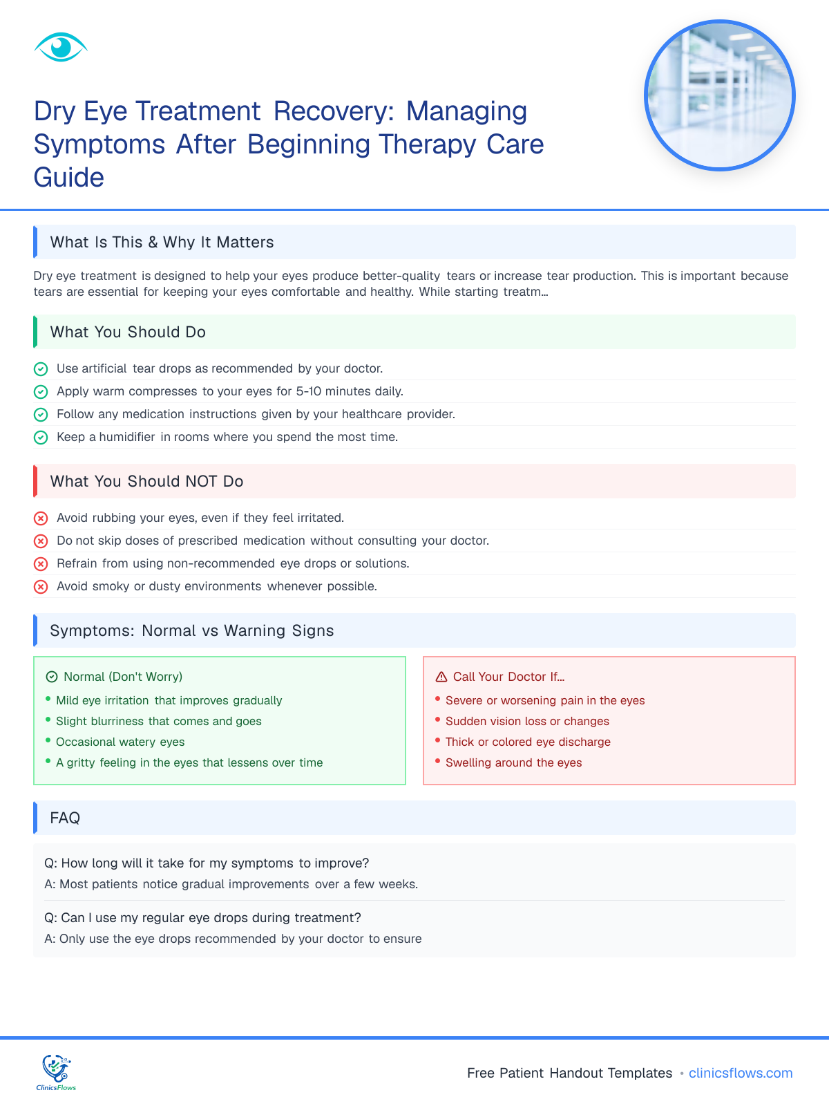 Dry Eye Treatment Recovery: Managing Symptoms After Beginning Therapy Care Guide - patient handout preview