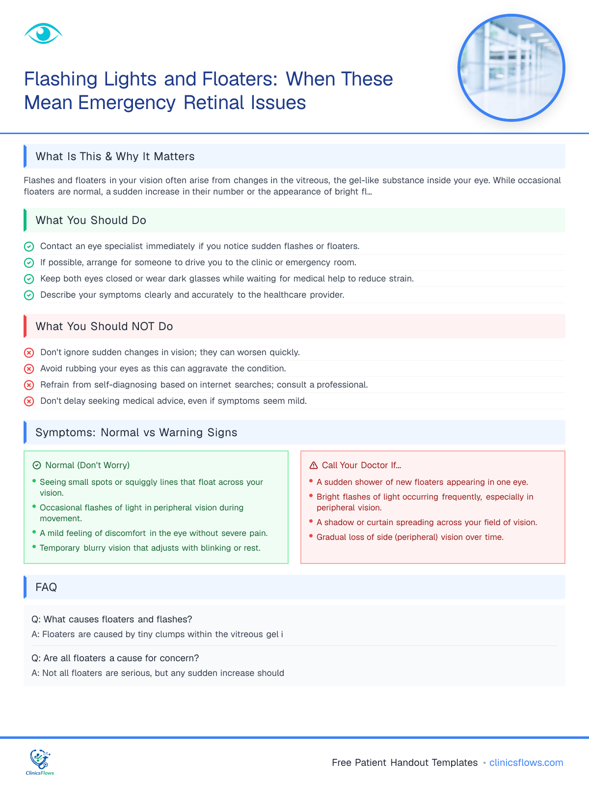 Flashing Lights and Floaters: When These Mean Emergency Retinal Issues - patient handout preview