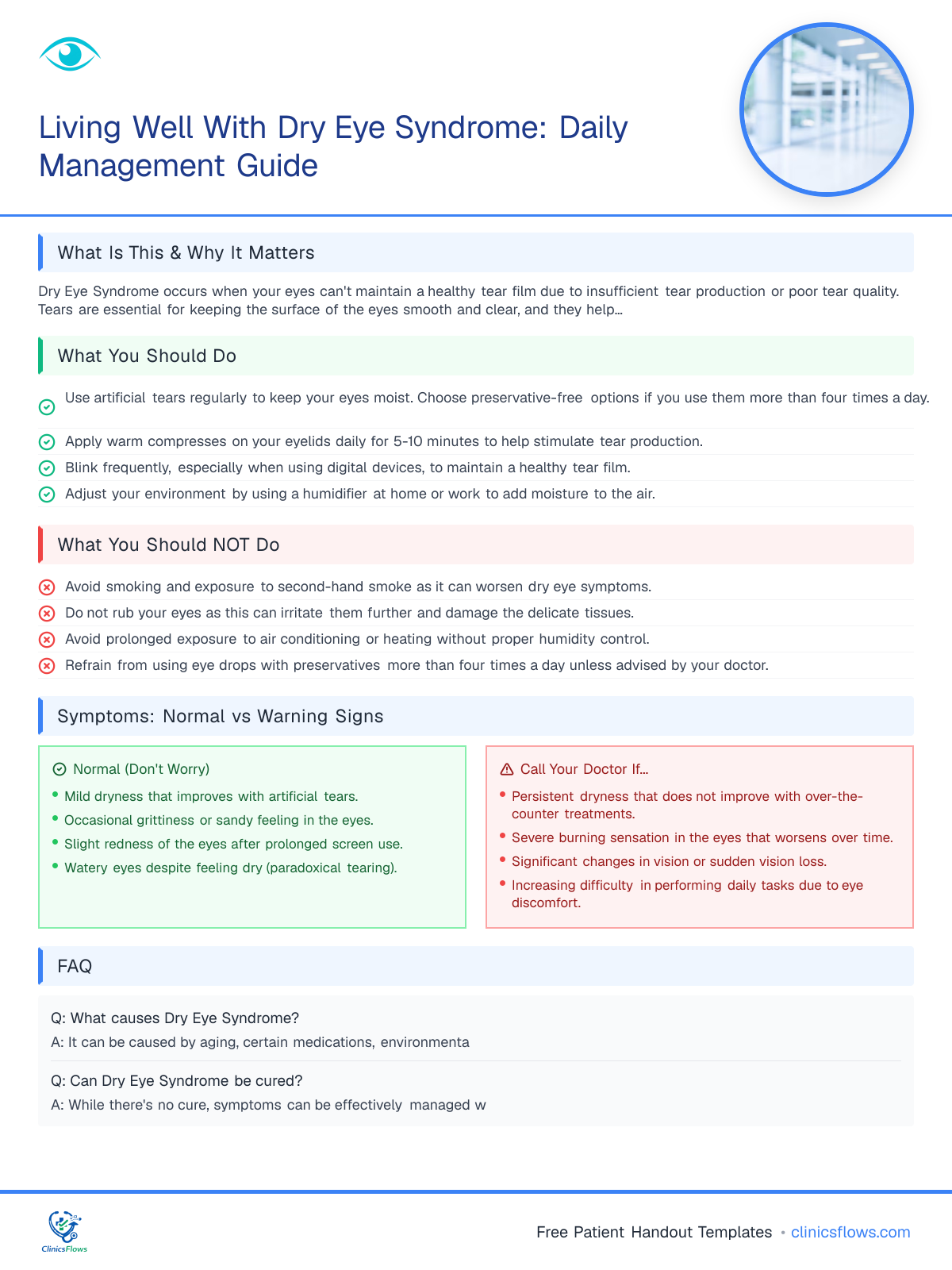 Living Well With Dry Eye Syndrome: Daily Management Guide - patient handout preview
